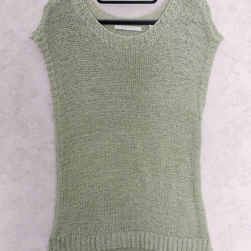 Cyrus Sage Green Knit Sleeveless Sweater Top Size Large